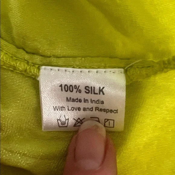 La Plage Smocked Tiered Velvet Mini skirt in Chartreuse silk XS - Picture 7 of 7